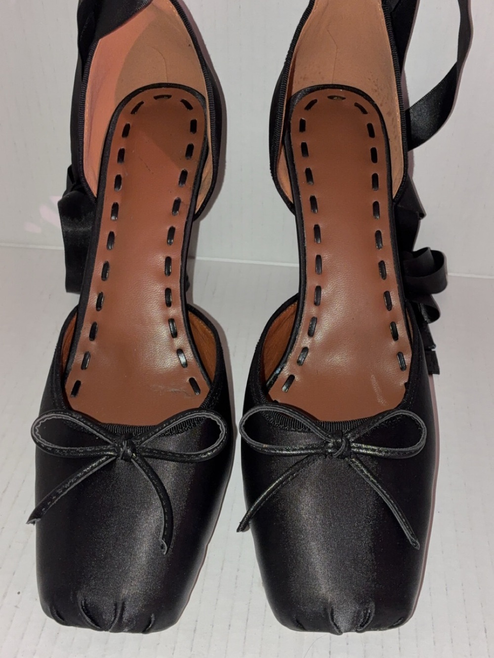 Black Satin Ballet-Inspired Women's Heels with Ankle Tie